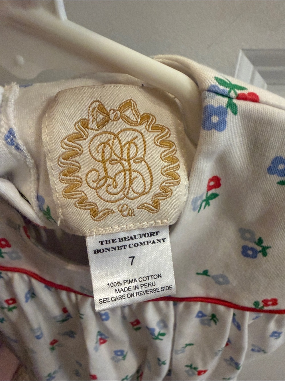 The Beaufort Bonnet Company White Floral Cap-Sleeve Top with Red Trim - Picture 2 of 2